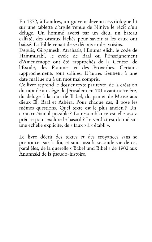 Quatrième de couverture de La Bible et ses voisins